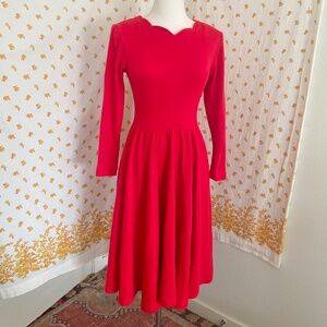 Vintage EXPO Red Sweetheart Midi Dress — Size 6 USA Made